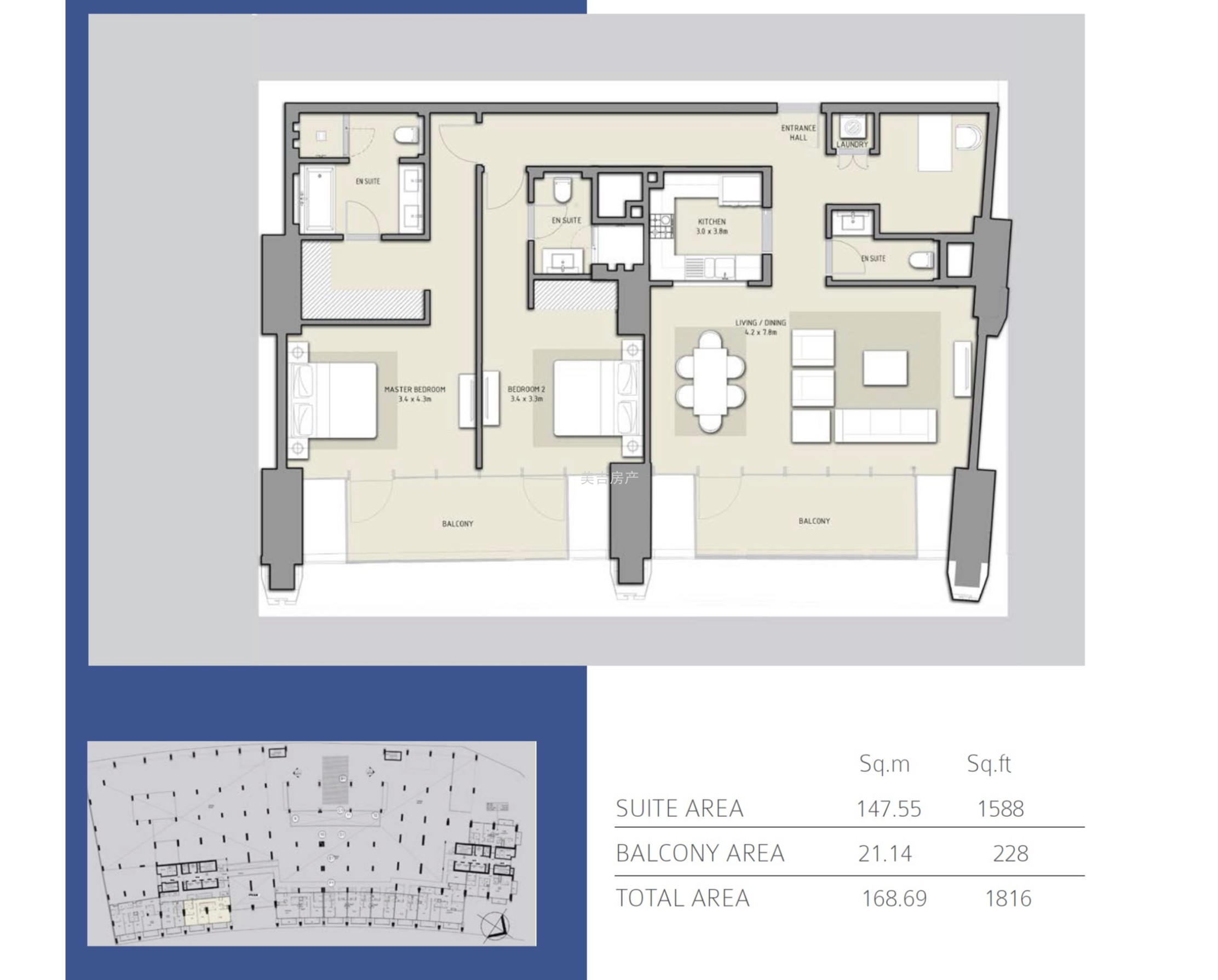 市中心Tower1 Unit108，2室精装修，可分期付款